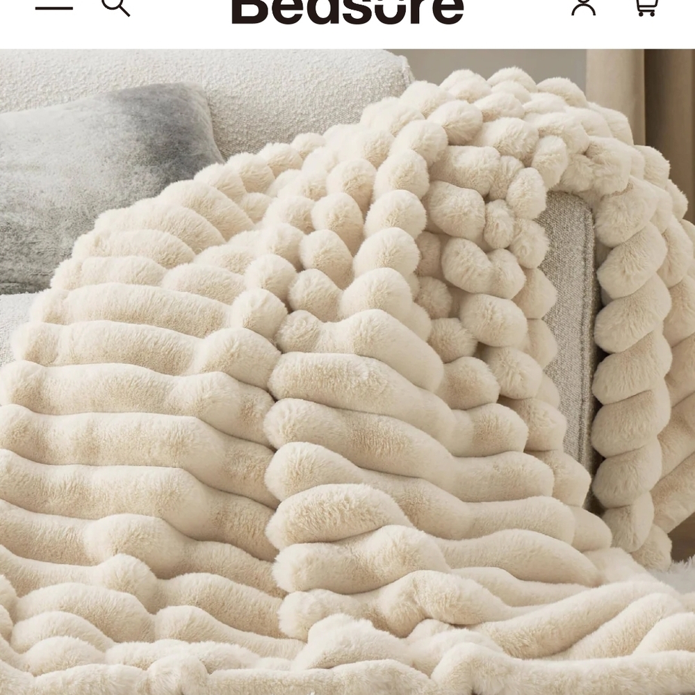 Bedsüre faux fur corduroy 50 x70 Cream Plush Throw Blanket